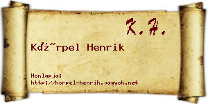 Körpel Henrik névjegykártya